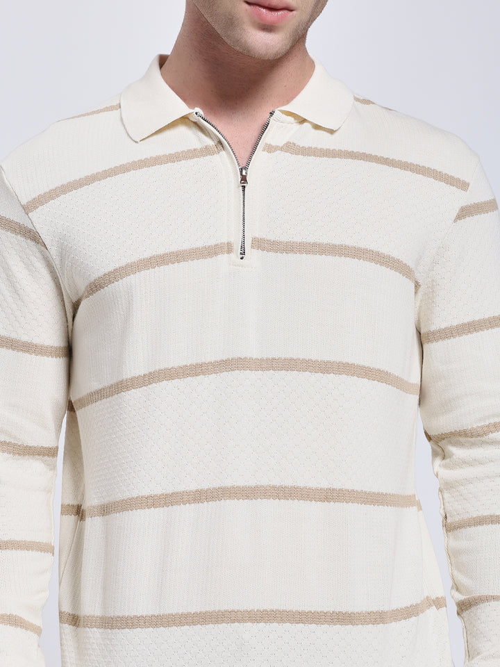 Full sleeve knitted pre-winter cream T-shirt