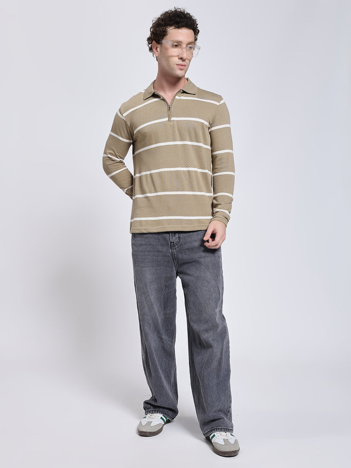 Full sleeve kneeted pre-winter beige T-shirt