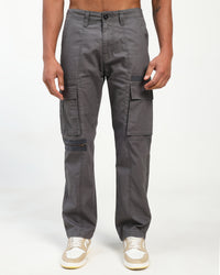 Men’s Dark Grey Straight Fit Cargo Pants with Utility Pockets