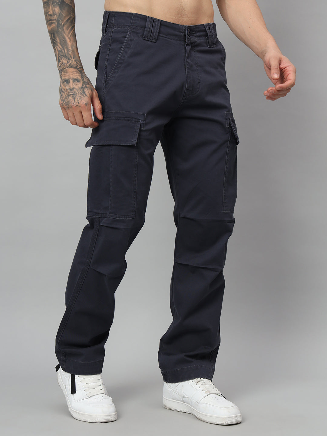 NAVY WASHED BAGGY CARGO
