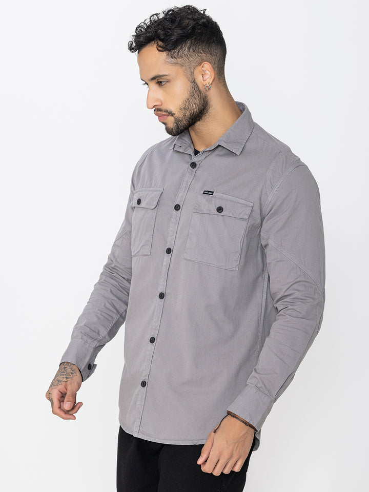 Light grey utility shirt double pockets