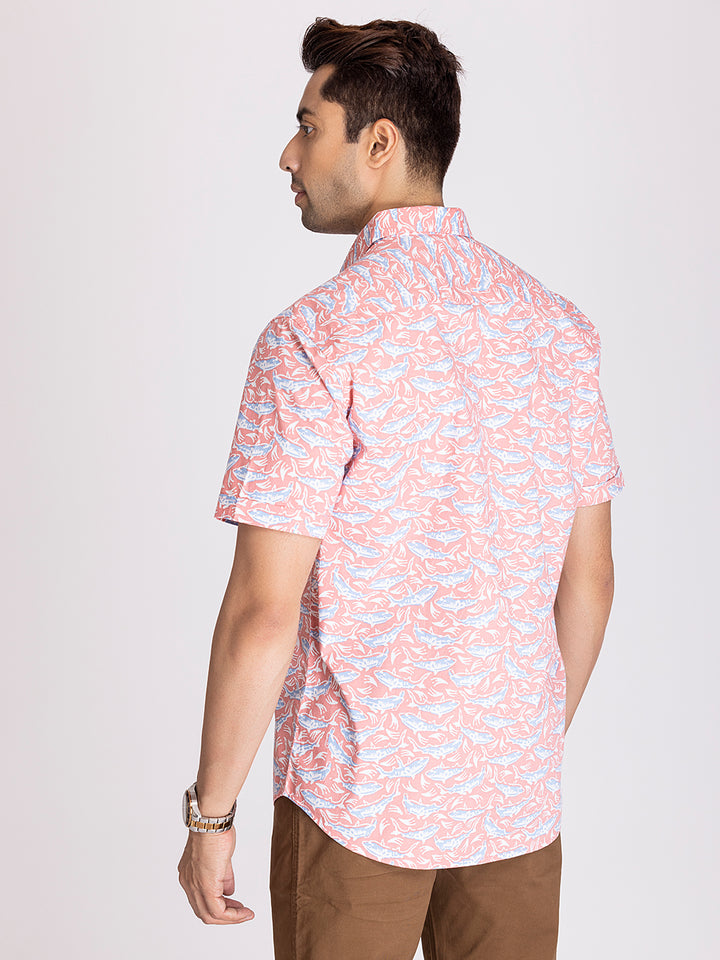 Shark print half sleeve shirt