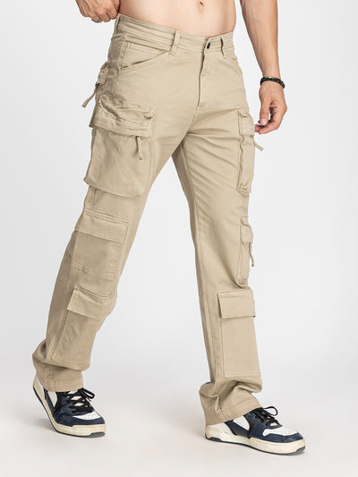 Baggy Utility Pants-10 pockets Beige