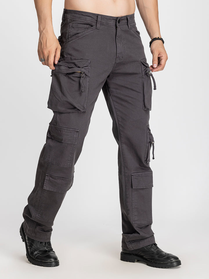Baggy Utility Pants-10 pockets Dark grey