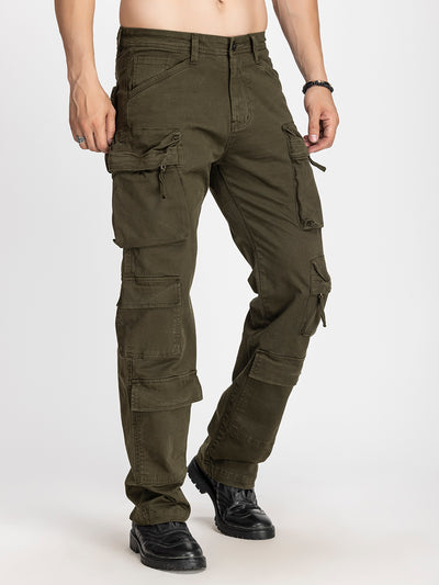 Baggy Utility Pants-10 pockets Dark green