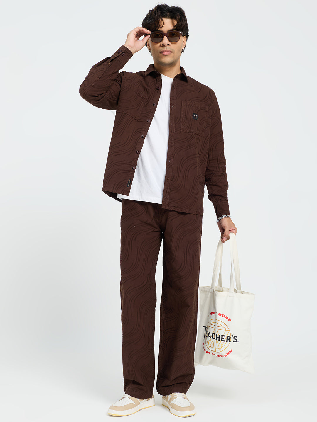 Men’s Premium Brown Oversized Textured Co-Ord Set