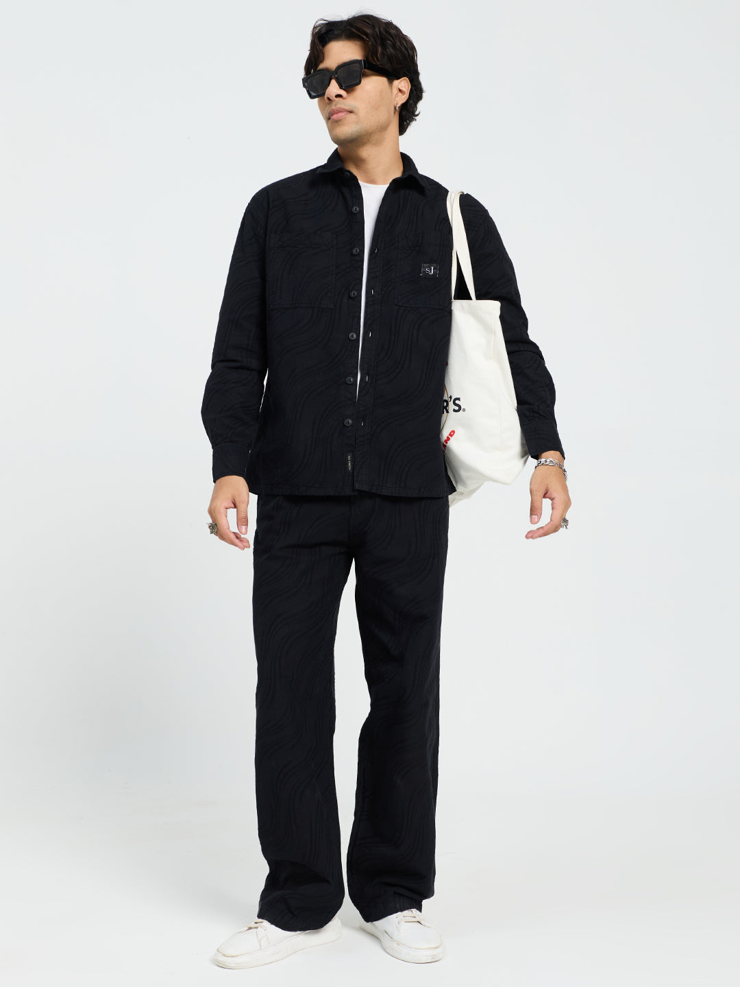 Men’s Premium Black Oversized Textured Co-Ord Set