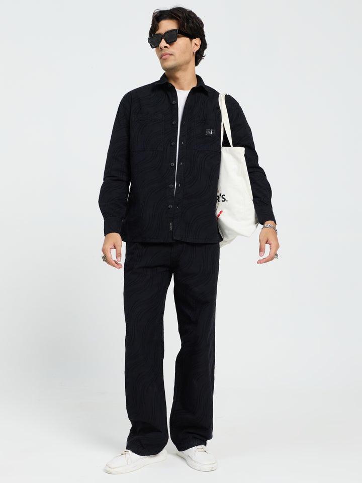 Men’s Premium Black Oversized Textured Co-Ord Set