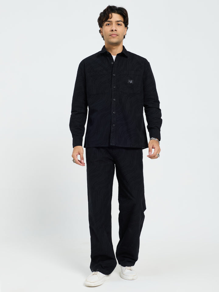 Men’s Premium Black Oversized Textured Co-Ord Set