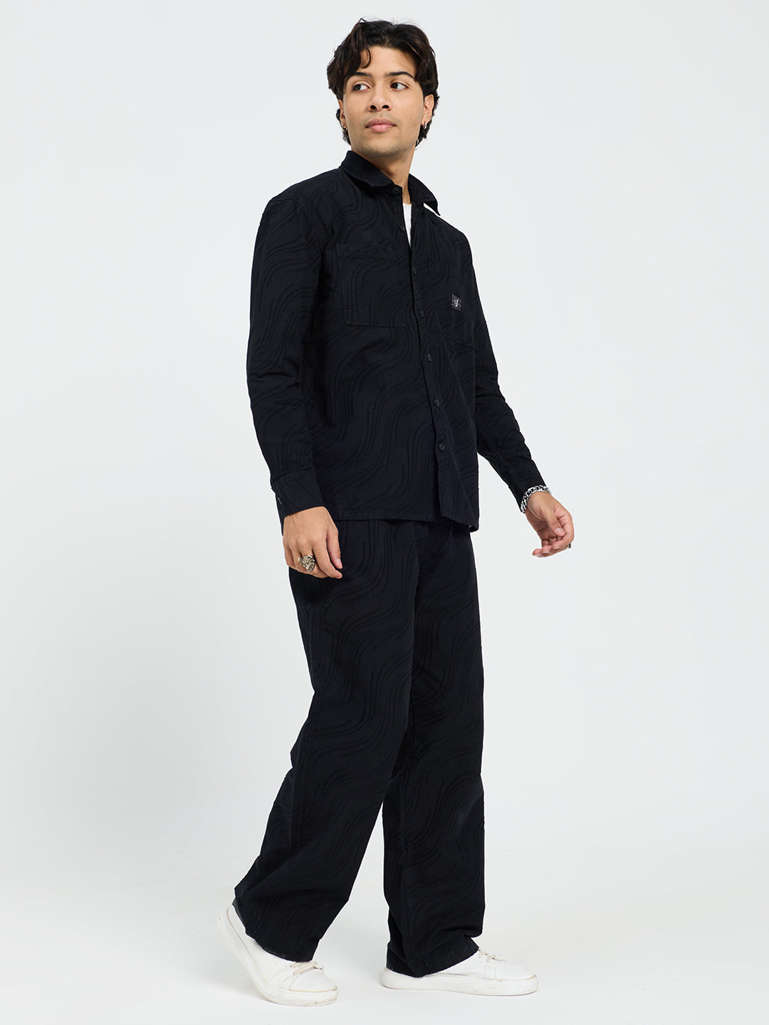 Men’s Premium Black Oversized Textured Co-Ord Set