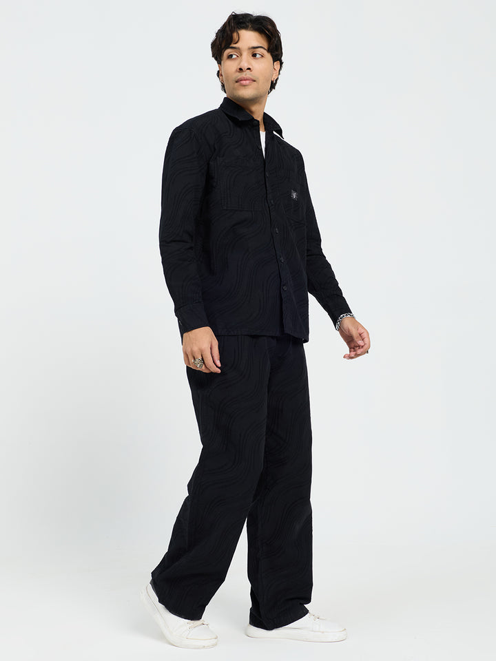 Men’s Premium Black Oversized Textured Co-Ord Set