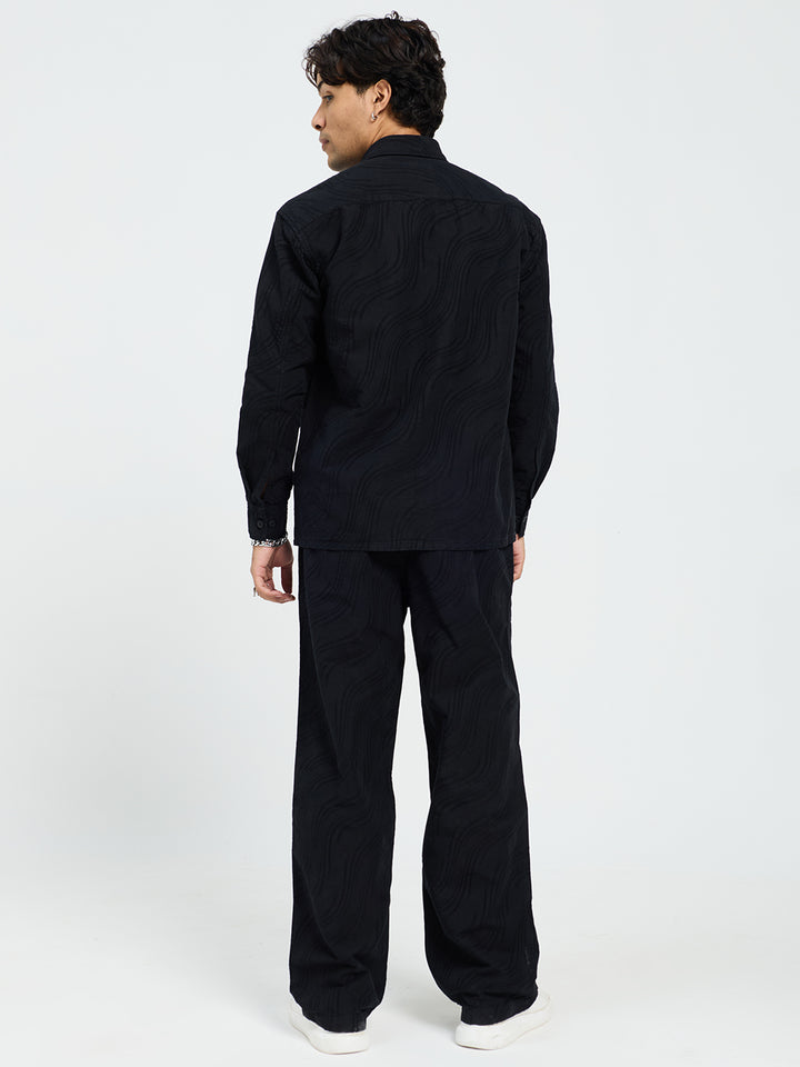 Men’s Premium Black Oversized Textured Co-Ord Set