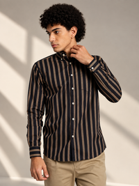 Men’s Navy Blue Vertical Stripe Shirt