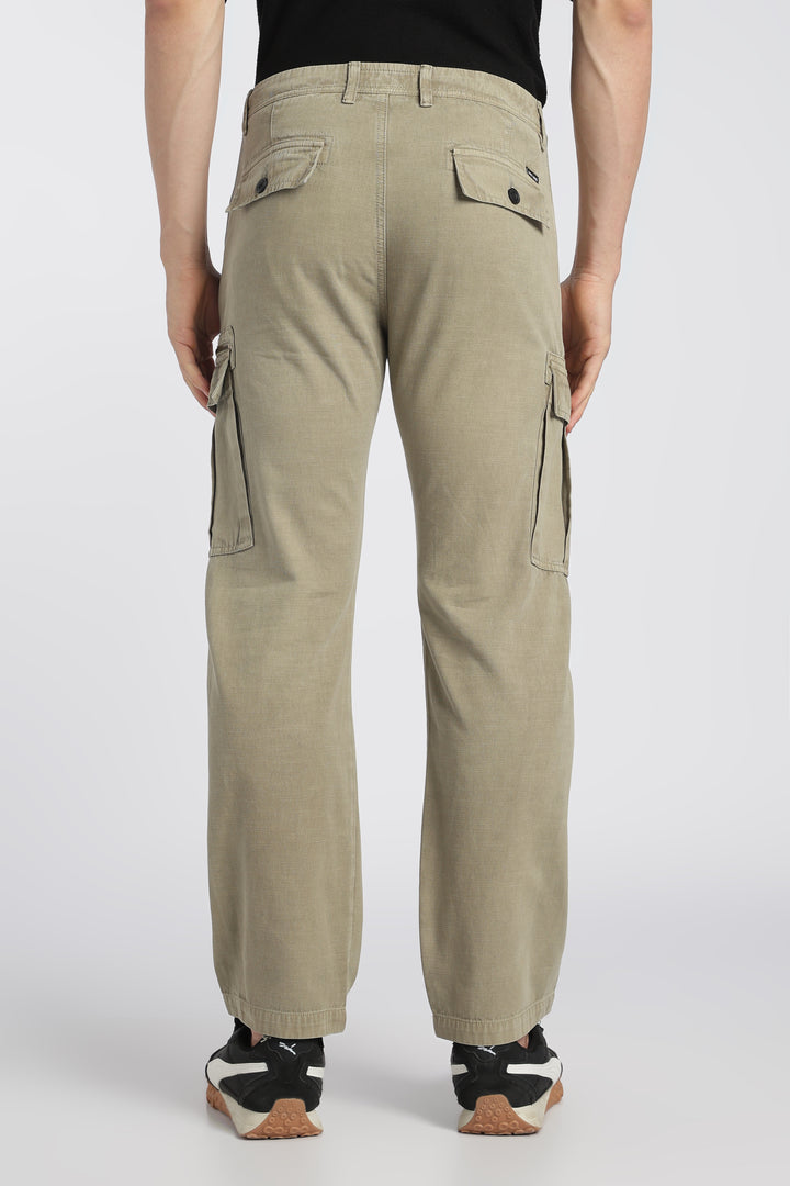 Men’s Olive Linen-Blend Cargo Pants