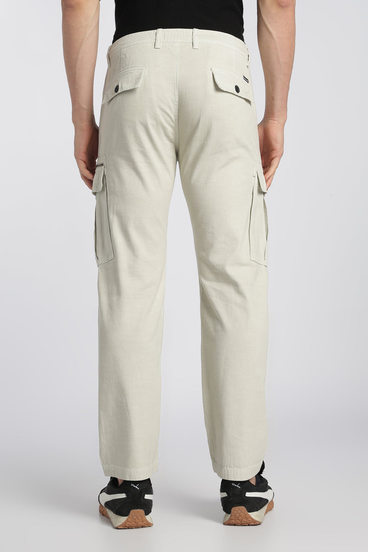 Men’s Cream Linen-Blend Cargo Pants