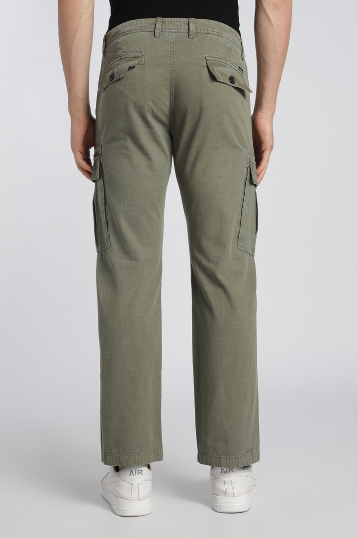 Men’s Green Linen-Blend Cargo Pants