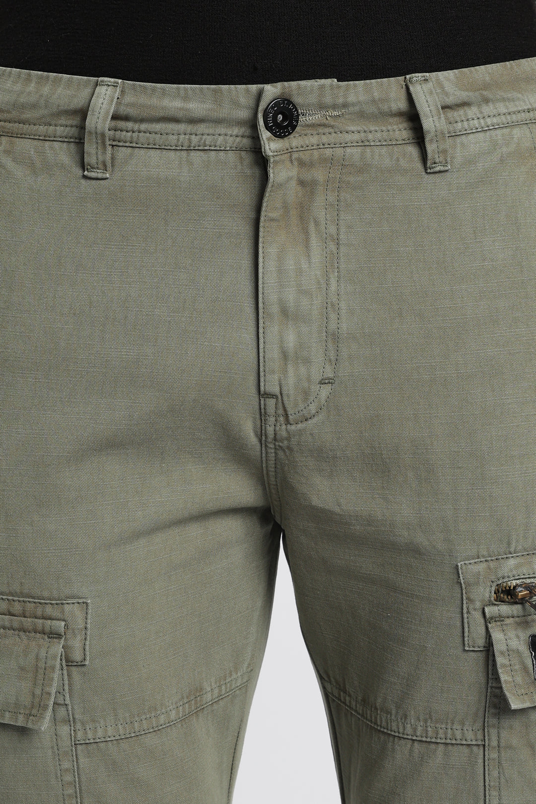 Men’s Green Linen-Blend Cargo Pants