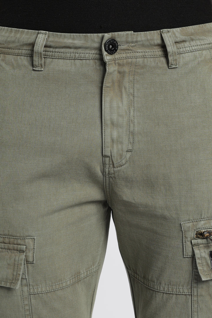Men’s Green Linen-Blend Cargo Pants