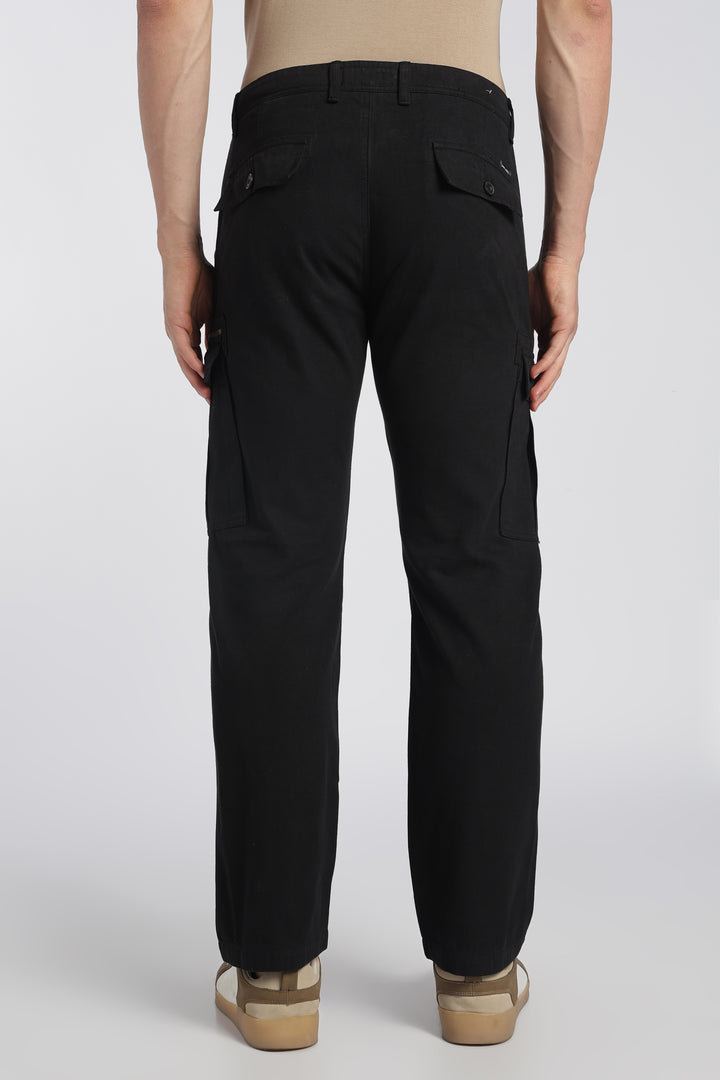 Men’s Black Linen-Blend Cargo Pants