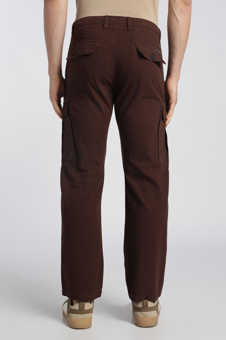 Men’s Brown Linen-Blend Cargo Pants