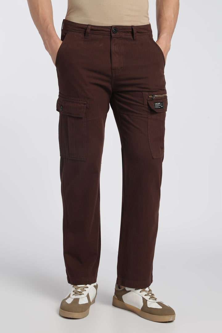 Men’s Brown Linen-Blend Cargo Pants