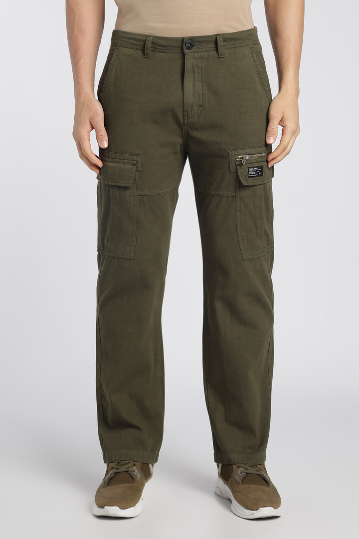Men’s Taupe Linen-Blend Cargo Pants