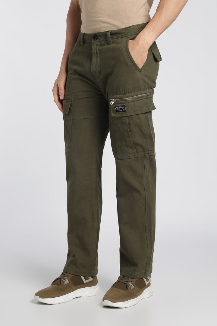 Men’s Taupe Linen-Blend Cargo Pants
