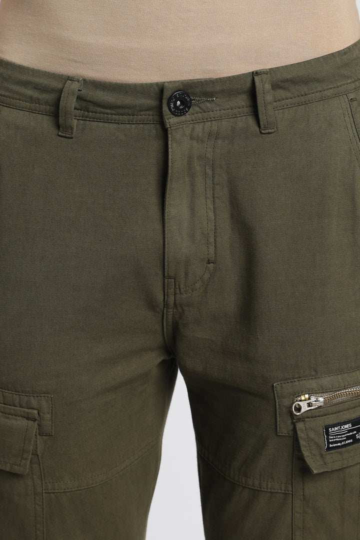 Men’s Taupe Linen-Blend Cargo Pants