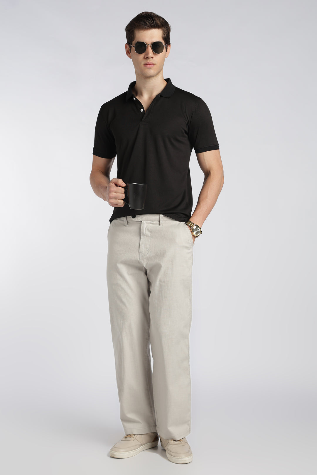 Men’s Light Grey Relaxed Linen Casual Pants