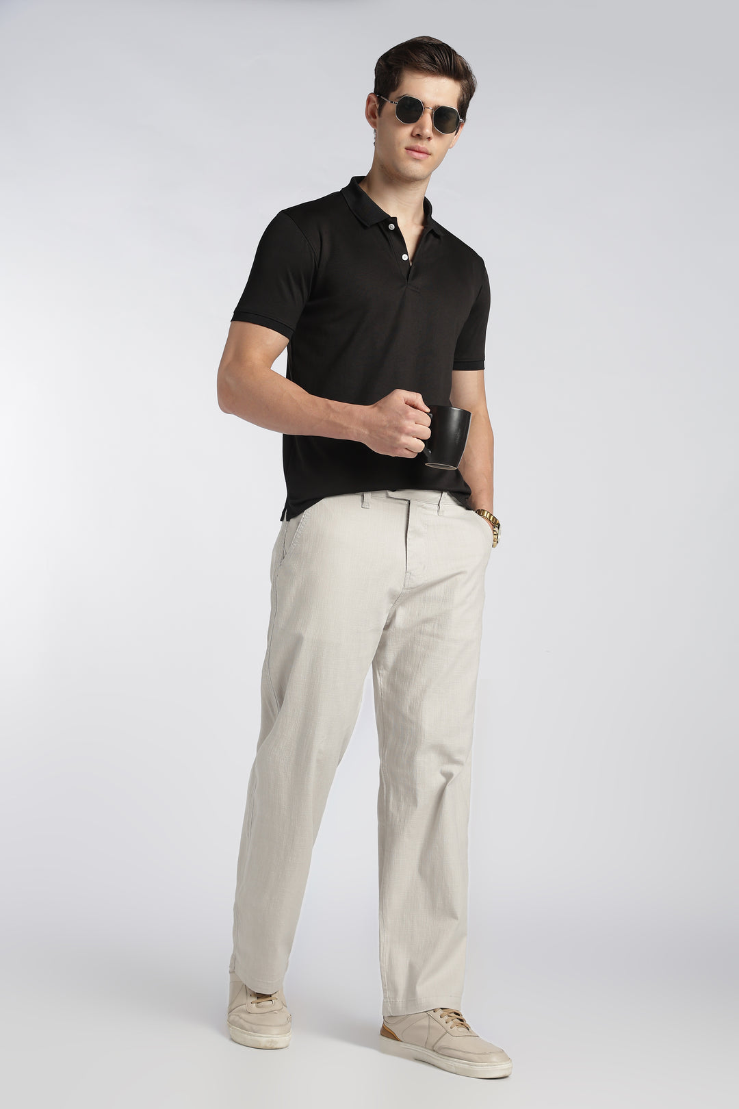 Men’s Light Grey Relaxed Linen Casual Pants