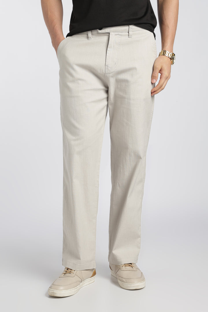 Men’s Light Grey Relaxed Linen Casual Pants