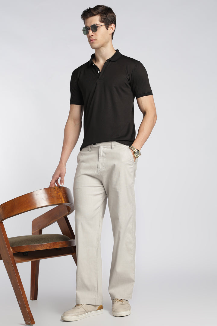 Men’s Light Grey Relaxed Linen Casual Pants