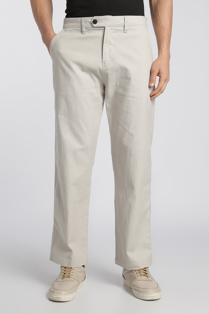 Men’s Light Grey Relaxed Linen Casual Pants