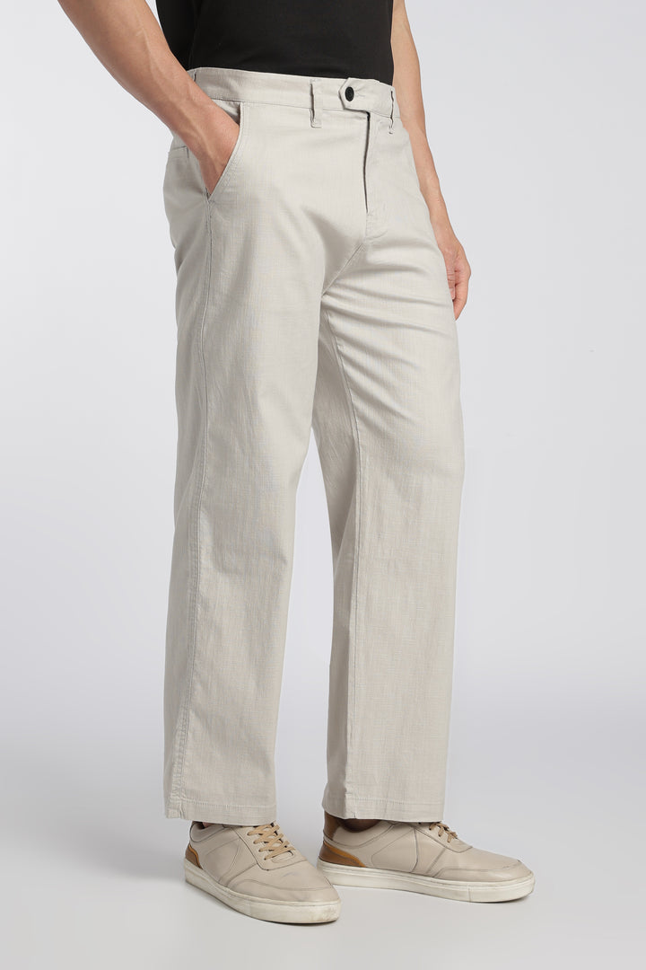 Men’s Light Grey Relaxed Linen Casual Pants