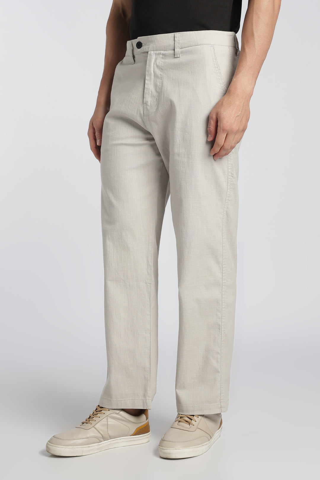 Men’s Light Grey Relaxed Linen Casual Pants