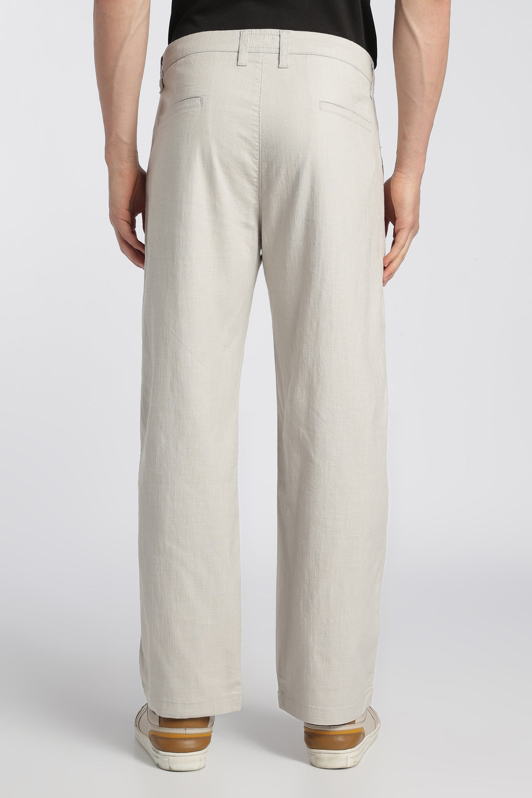Men’s Light Grey Relaxed Linen Casual Pants