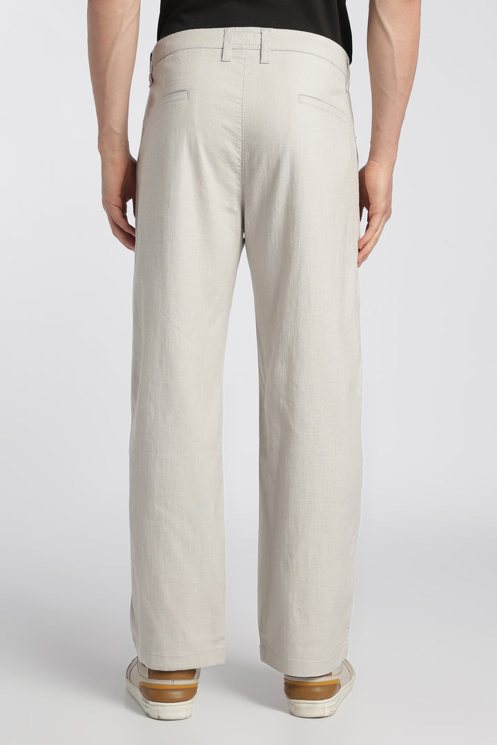 Men’s Light Grey Relaxed Linen Casual Pants