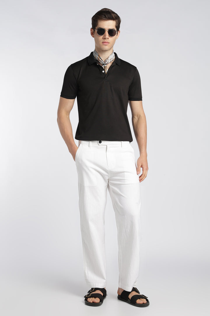 Men’s White Relaxed Linen Casual Pants