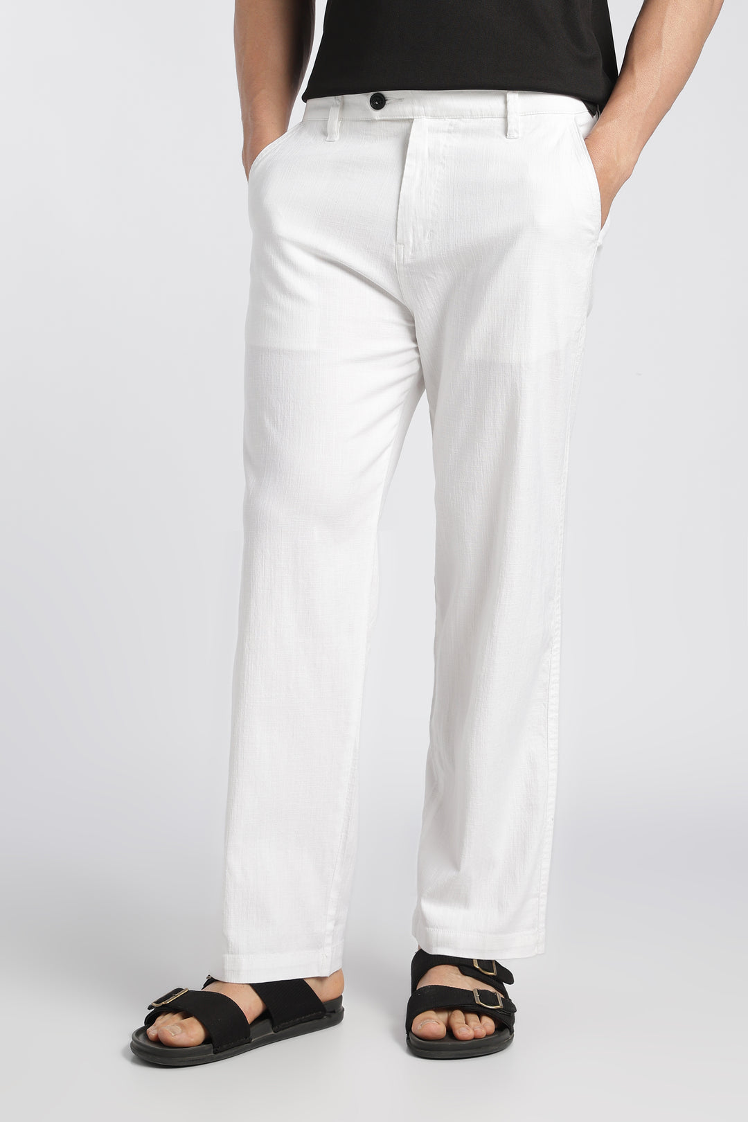 Men’s White Relaxed Linen Casual Pants