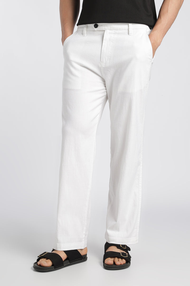 Men’s White Relaxed Linen Casual Pants