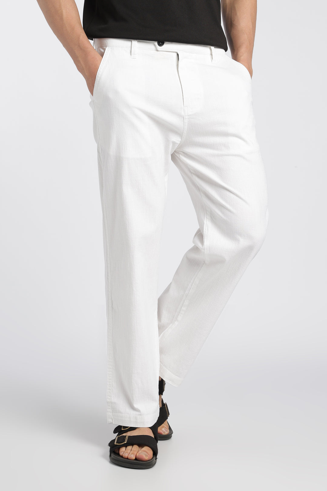 Men’s White Relaxed Linen Casual Pants