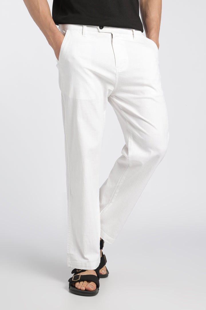 Men’s White Relaxed Linen Casual Pants