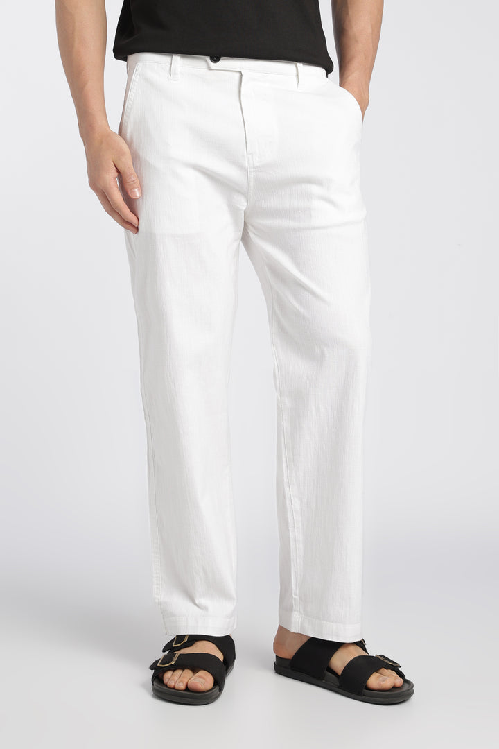 Men’s White Relaxed Linen Casual Pants