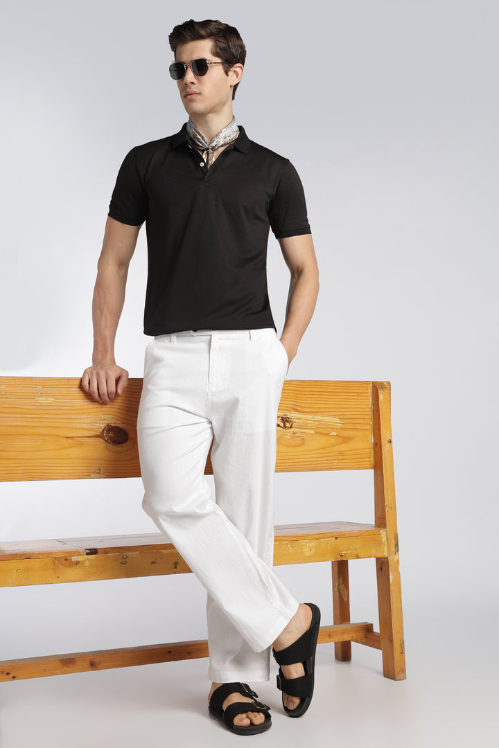 Men’s White Relaxed Linen Casual Pants