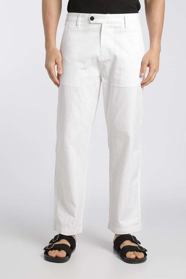 Men’s White Relaxed Linen Casual Pants