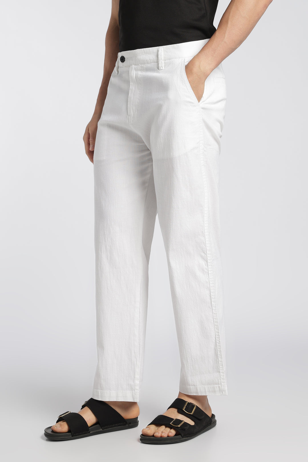 Men’s White Relaxed Linen Casual Pants
