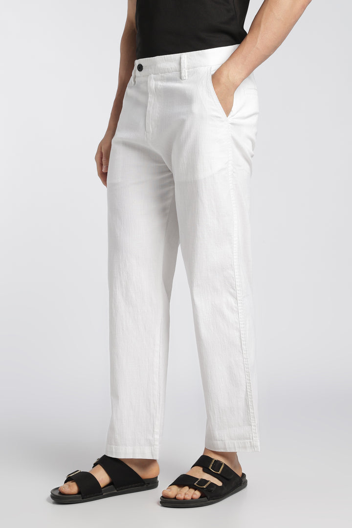 Men’s White Relaxed Linen Casual Pants