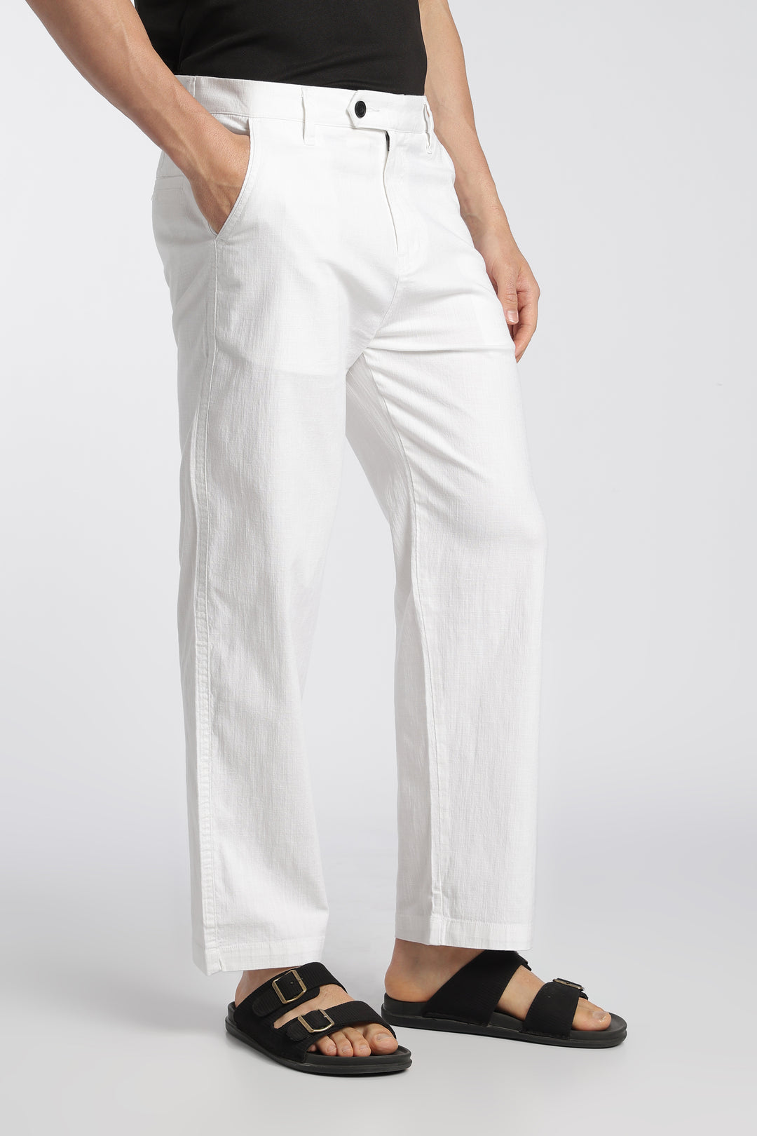 Men’s White Relaxed Linen Casual Pants