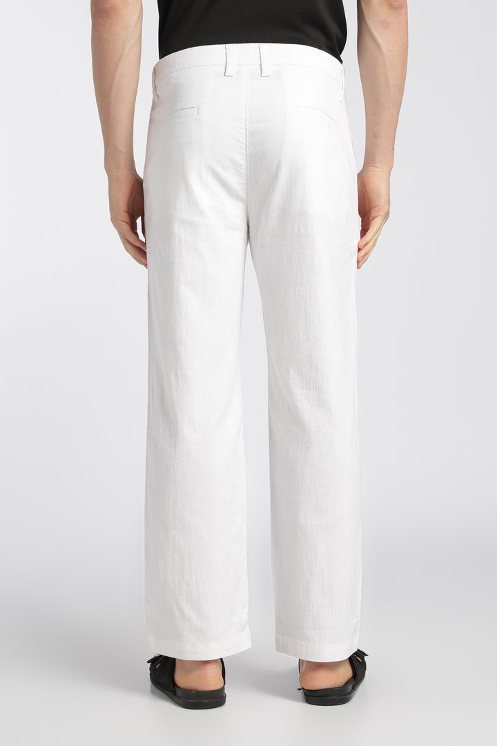 Men’s White Relaxed Linen Casual Pants