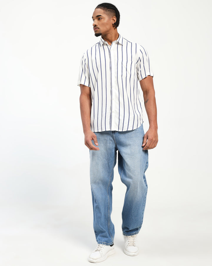 Men’s Classic Vertical Stripe Short Sleeve Shirt